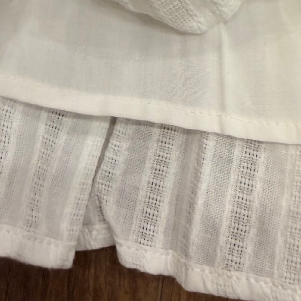 En Saison White Textured Ruffle Neck Long Sleeve Mini Dress Small - Picture 12 of 14